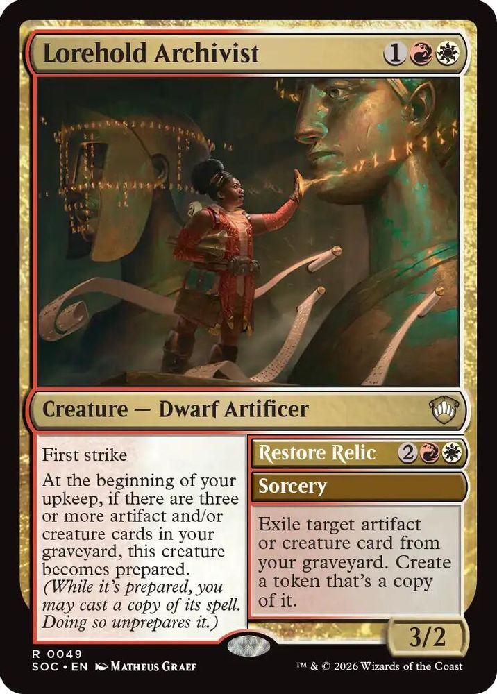 2026 Magic: The Gathering: Commander: Secrets of Strixhaven (SOC) - Lorehold Archivist (#49, Rare) (, Near Mint)