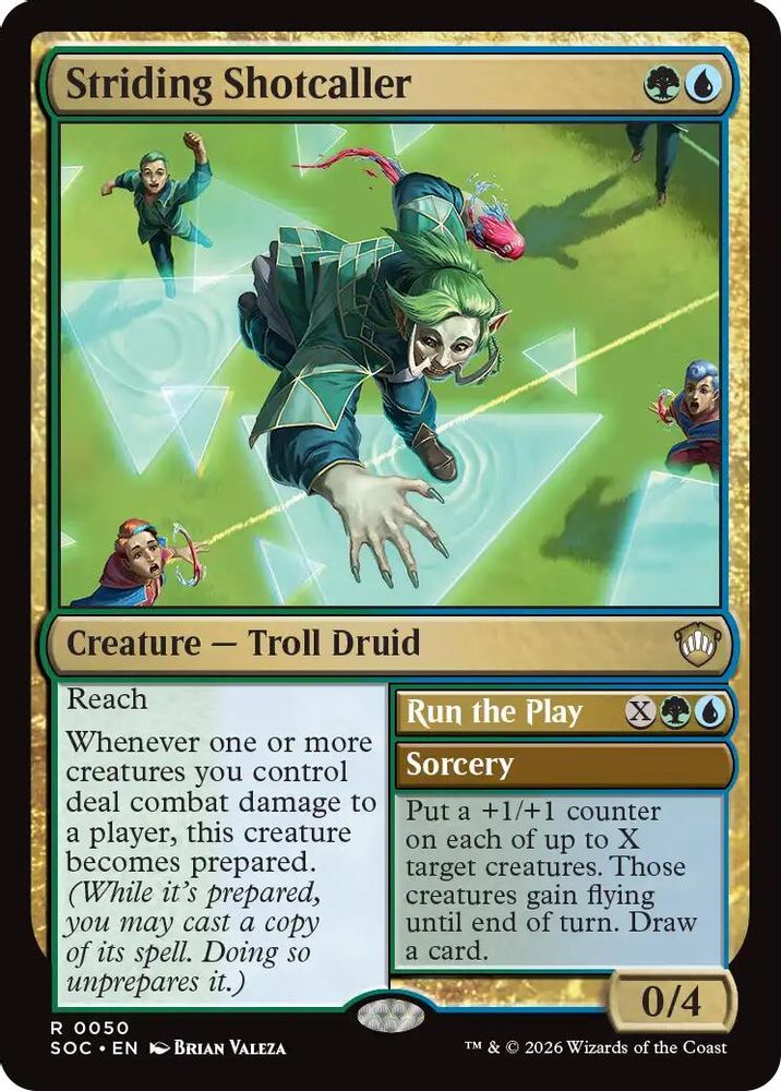 2026 Magic: The Gathering: Commander: Secrets of Strixhaven (SOC) - Striding Shotcaller (#50, Rare) (, Near Mint)