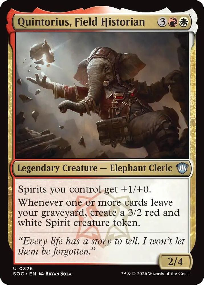 2026 Magic: The Gathering: Commander: Secrets of Strixhaven (SOC) - Quintorius Field Historian (#326, Uncommon) (, Near Mint)