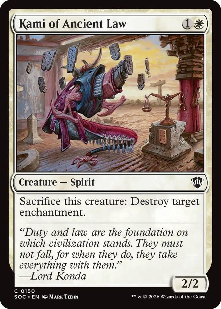 2026 Magic: The Gathering: Commander: Secrets of Strixhaven (SOC) - Kami of Ancient Law (#150, Common) (, Near Mint)