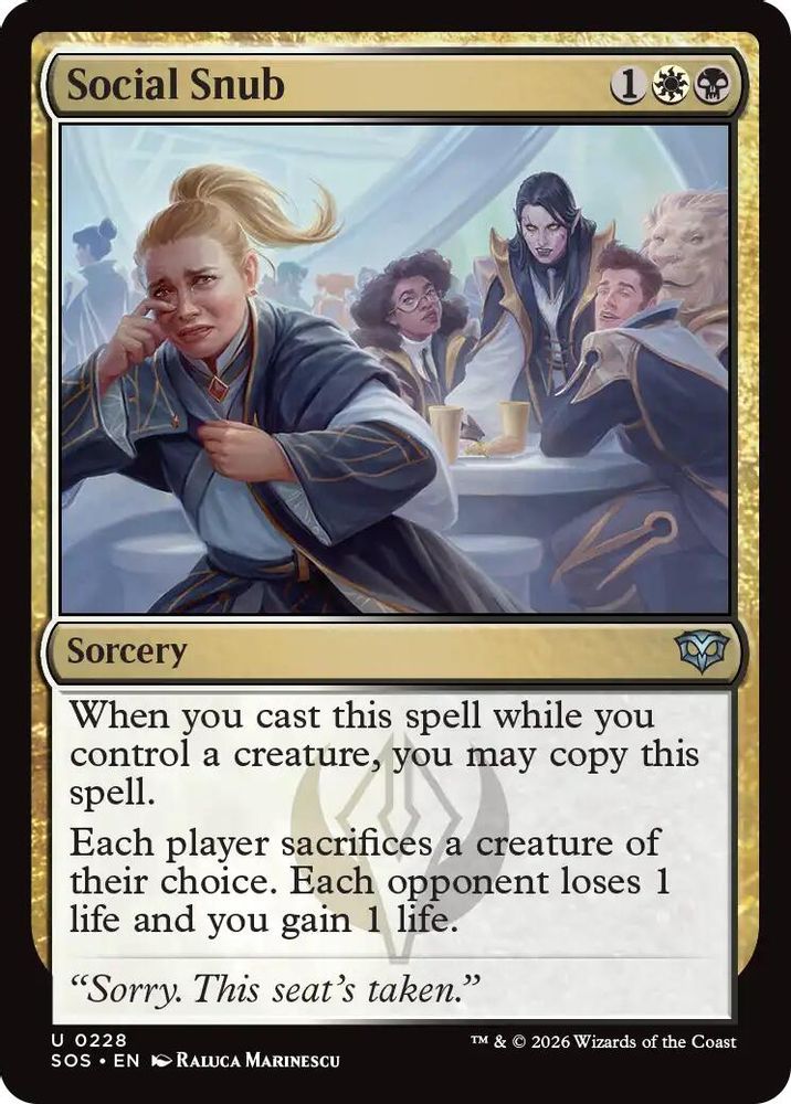 2026 Magic: The Gathering: Secrets of Strixhaven (SOS) - Social Snub (#228, Uncommon) (, Near Mint)