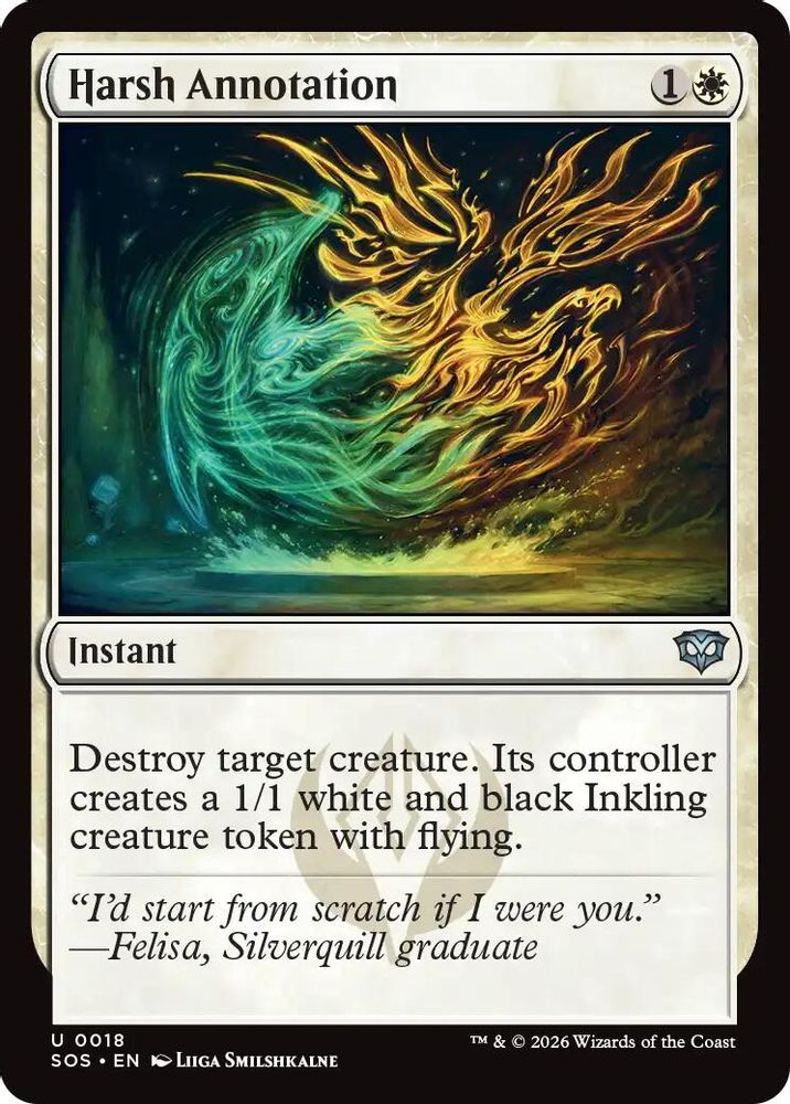 2026 Magic: The Gathering: Secrets of Strixhaven (SOS) - Harsh Annotation (#18, Uncommon) (, Near Mint)
