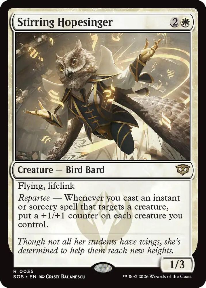 2026 Magic: The Gathering: Secrets of Strixhaven (SOS) - Stirring Hopesinger (#35, Rare) (, Near Mint)