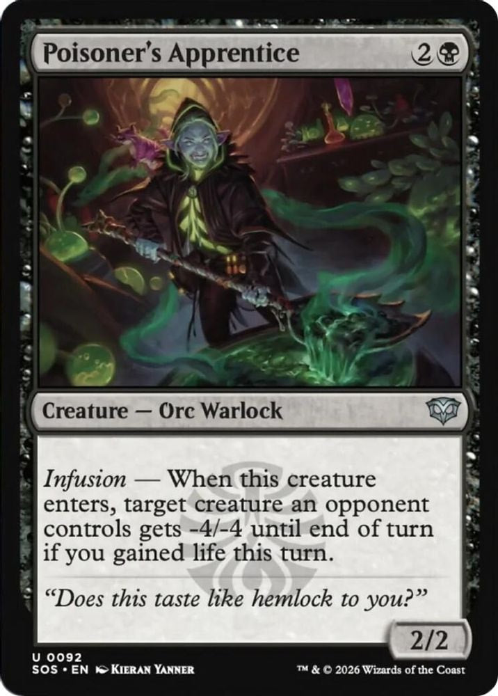 2026 Magic: The Gathering: Secrets of Strixhaven (SOS) - Poisoners Apprentice (#92, Uncommon) (, Near Mint)
