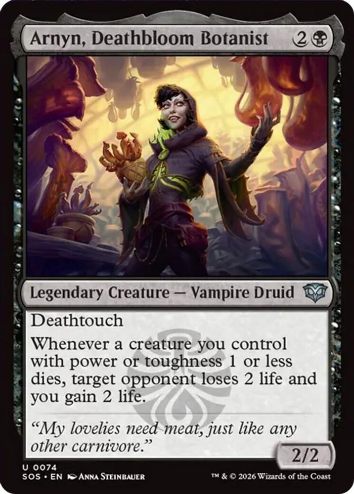 2026 Magic: The Gathering: Secrets of Strixhaven (SOS) - Arnyn Deathbloom Botanist (#74, Uncommon) (, Near Mint)