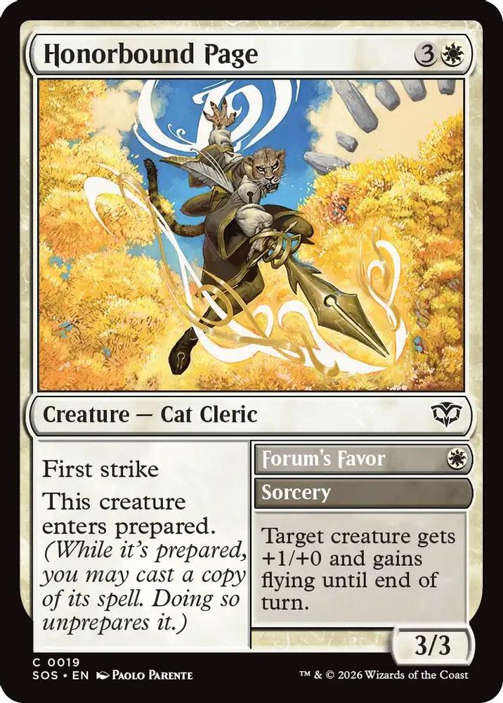 2026 Magic: The Gathering: Secrets of Strixhaven (SOS) - Honorbound Page (#19, Common) (, Near Mint)