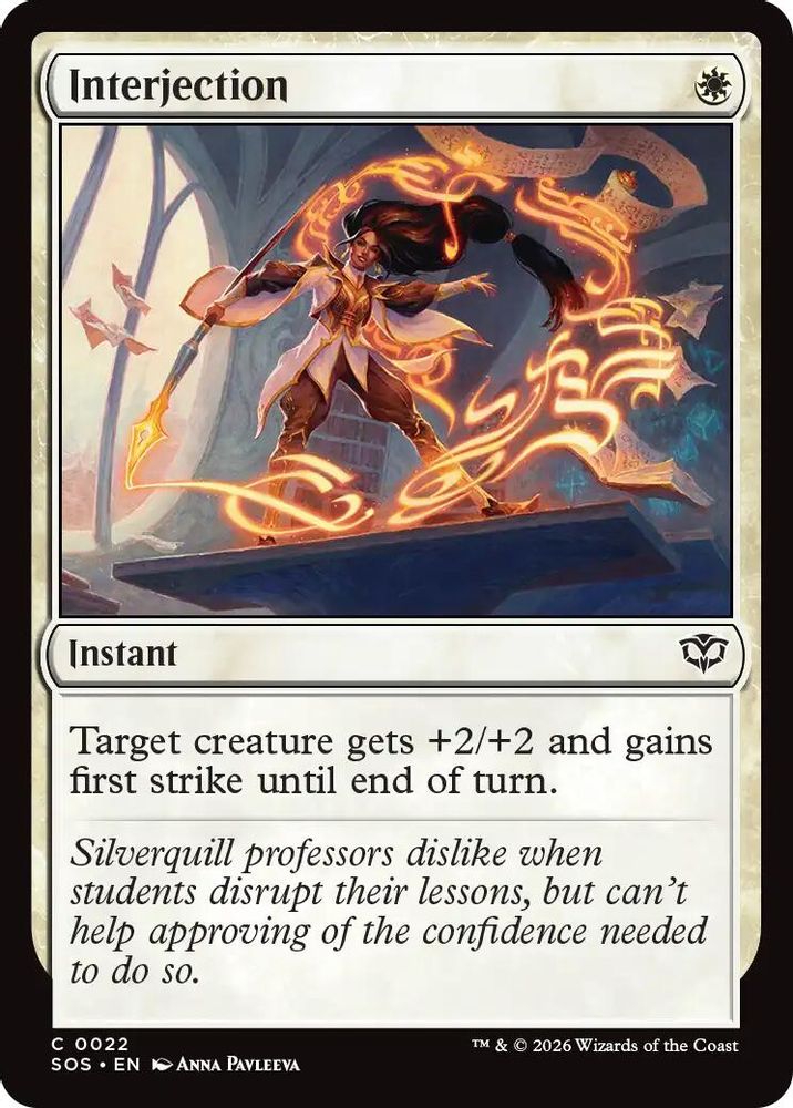 2026 Magic: The Gathering: Secrets of Strixhaven (SOS) - Interjection (#22, Common) (, Near Mint)