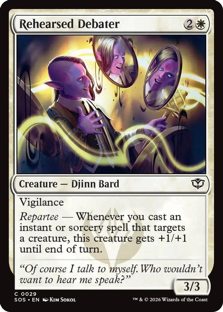 2026 Magic: The Gathering: Secrets of Strixhaven (SOS) - Rehearsed Debater (#29, Common)