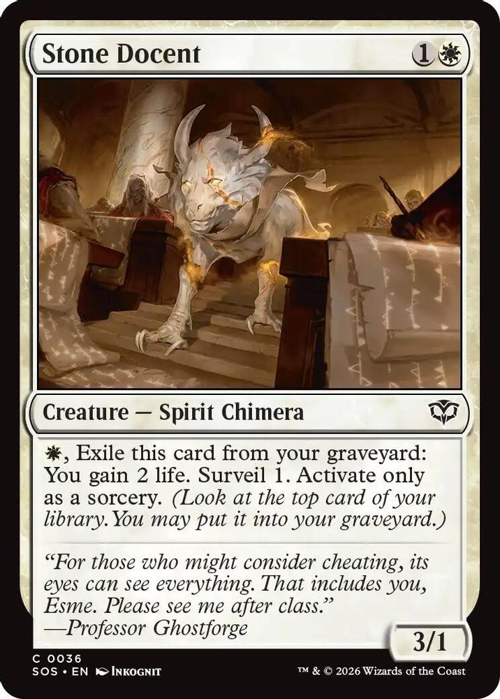 2026 Magic: The Gathering: Secrets of Strixhaven (SOS) - Stone Docent (#36, Common) (, Near Mint)