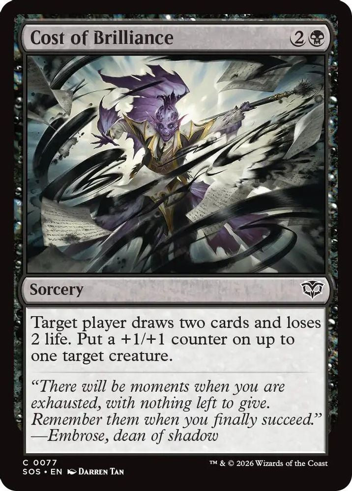 2026 Magic: The Gathering: Secrets of Strixhaven (SOS) - Cost of Brilliance (#77, Common) (, Near Mint)