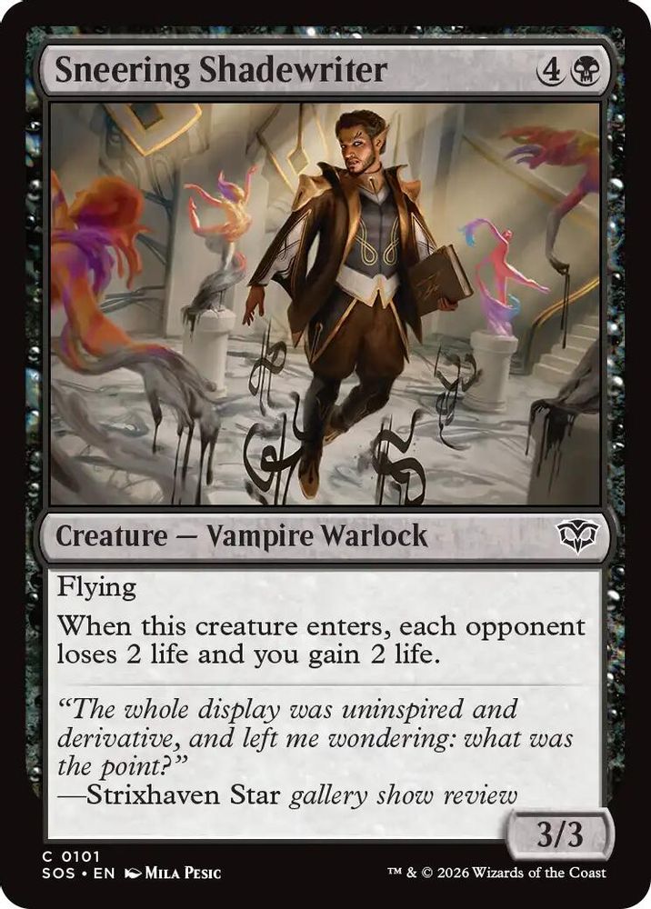2026 Magic: The Gathering: Secrets of Strixhaven (SOS) - Sneering Shadewriter (#101, Common) (, Near Mint)