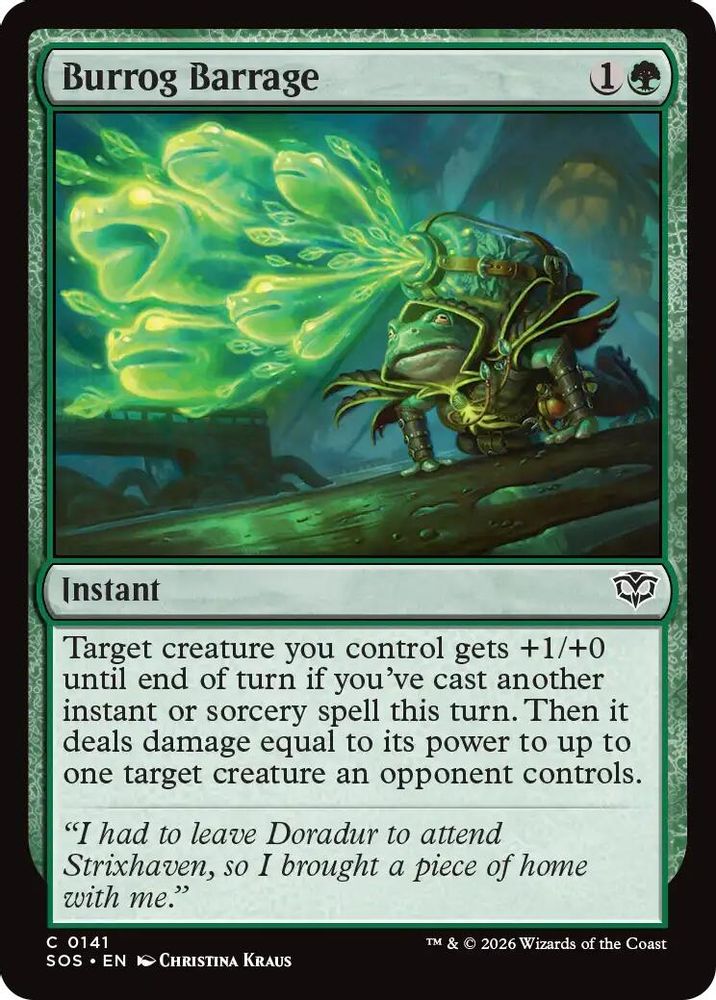 2026 Magic: The Gathering: Secrets of Strixhaven (SOS) - Burrog Barrage (#141, Common)