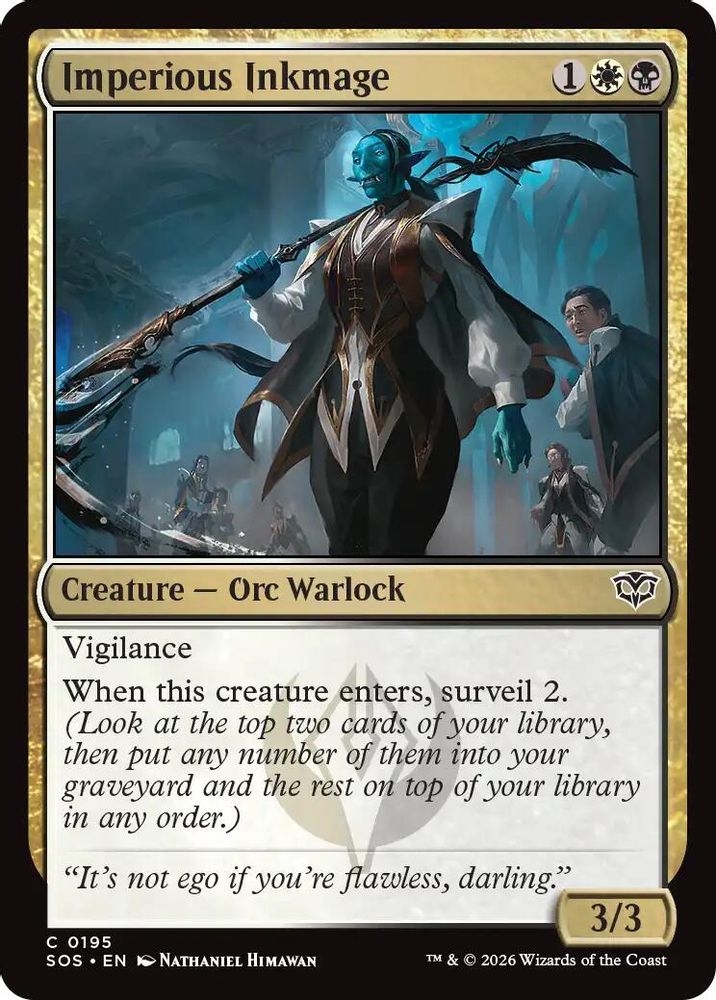 2026 Magic: The Gathering: Secrets of Strixhaven (SOS) - Imperious Inkmage (#195, Common)