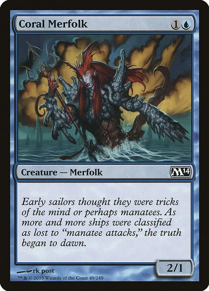 2013 Magic: The Gathering: Magic 2014 (M14) (M14) - Coral Merfolk (#49, Common) (Foil, Near Mint)