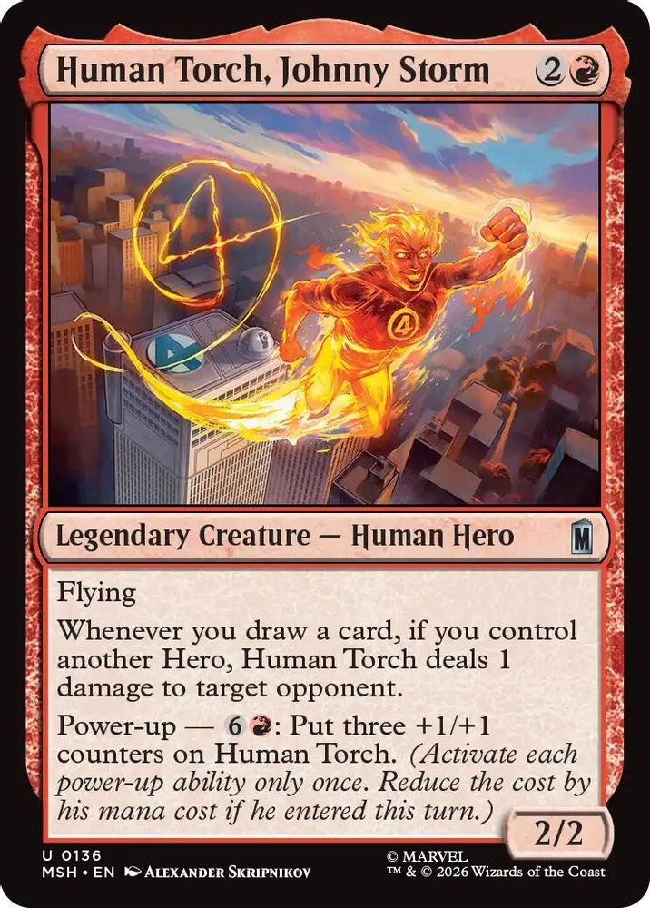 2026 Magic: The Gathering: Marvel Super Heroes (MSH) - Human Torch Johnny Storm (#136, Uncommon)