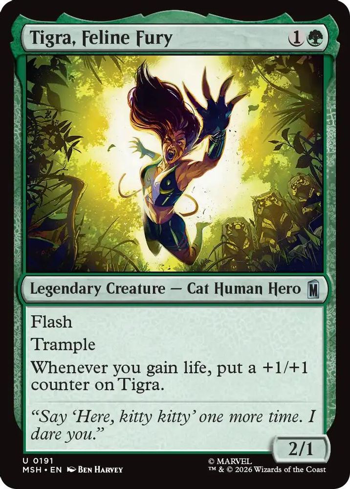 2026 Magic: The Gathering: Marvel Super Heroes (MSH) - Tigra Feline Fury (#191, Uncommon) (, Near Mint)