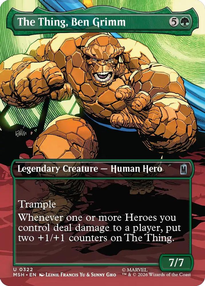 2026 Magic: The Gathering: Marvel Super Heroes (MSH) - The Thing Ben Grimm Borderless (#322, Uncommon) (, Near Mint)