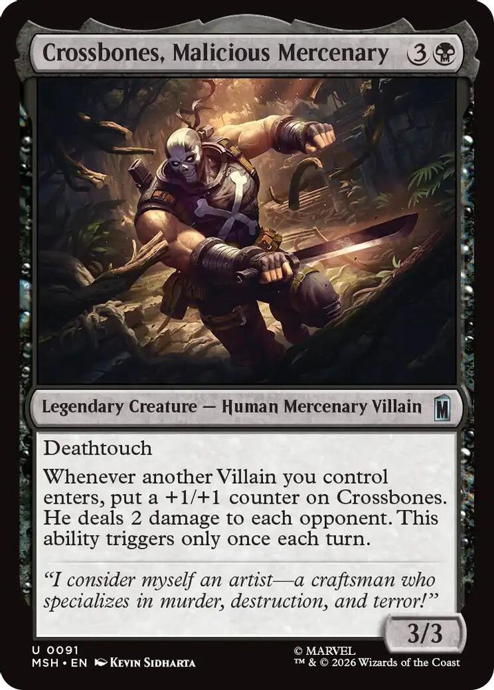2026 Magic: The Gathering: Marvel Super Heroes (MSH) - Crossbones Malicious Mercenary (#91, Uncommon) (, Near Mint)