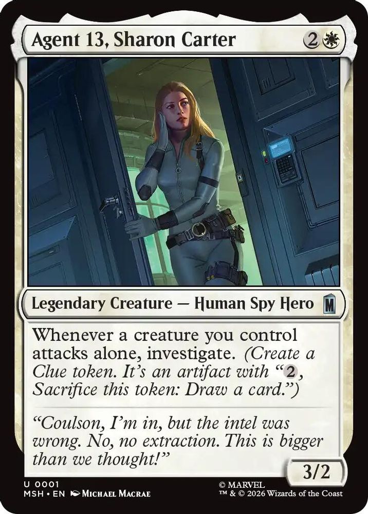 2026 Magic: The Gathering: Marvel Super Heroes (MSH) - Agent 13 Sharon Carter (#1, Uncommon) (, Near Mint)