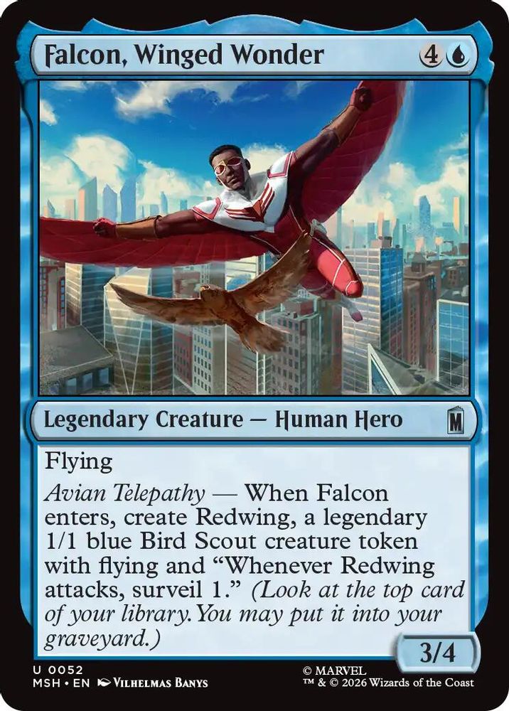 2026 Magic: The Gathering: Marvel Super Heroes (MSH) - Falcon Winged Wonder (#52, Uncommon) (, Near Mint)