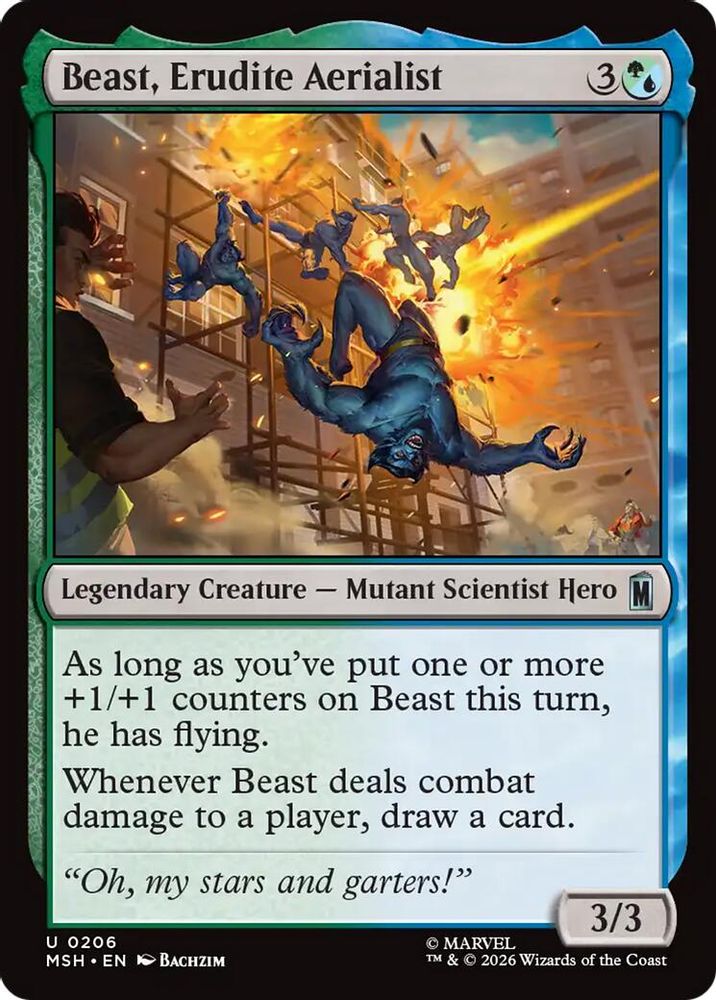 2026 Magic: The Gathering: Marvel Super Heroes (MSH) - Beast Erudite Aerialist (#206, Uncommon) (, Near Mint)