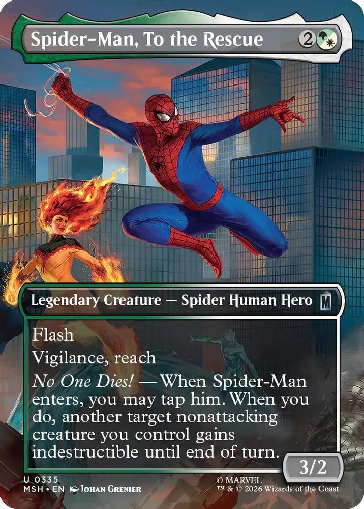 2026 Magic: The Gathering: Marvel Super Heroes (MSH) - Spider Man To the Rescue Borderless (#335, Uncommon) (, Near Mint)