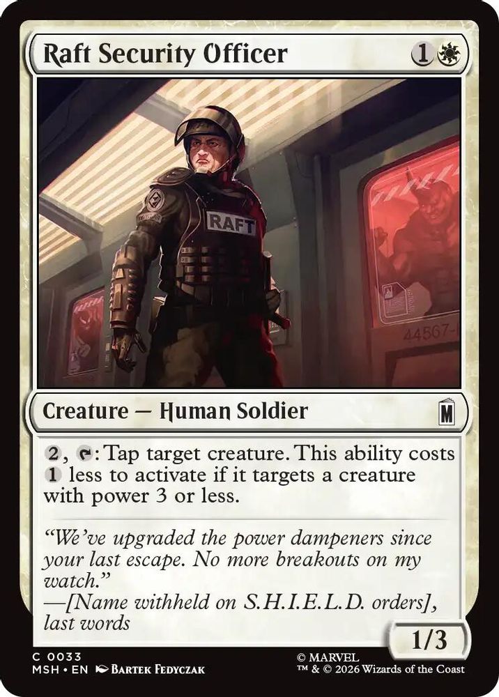 2026 Magic: The Gathering: Marvel Super Heroes (MSH) - Raft Security Officer (#33, Common) (, Near Mint)
