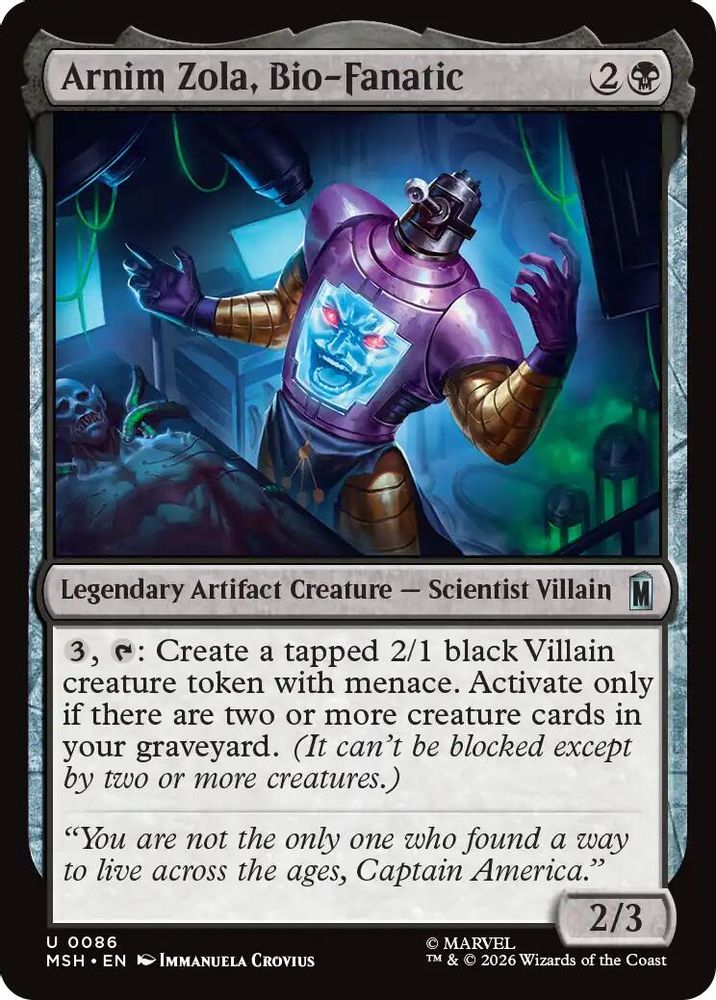 2026 Magic: The Gathering: Marvel Super Heroes (MSH) - Arnim Zola Bio Fanatic (#86, Uncommon) (, Near Mint)