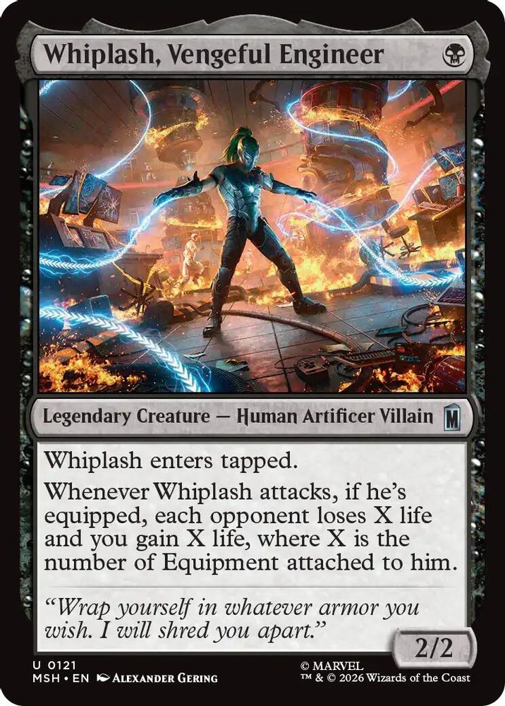 2026 Magic: The Gathering: Marvel Super Heroes (MSH) - Whiplash Vengeful Engineer (#121, Uncommon) (, Near Mint)