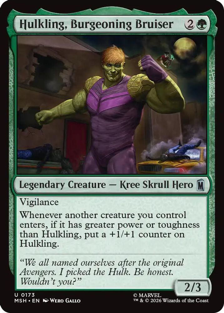2026 Magic: The Gathering: Marvel Super Heroes (MSH) - Hulkling Burgeoning Bruiser (#173, Uncommon) (, Near Mint)