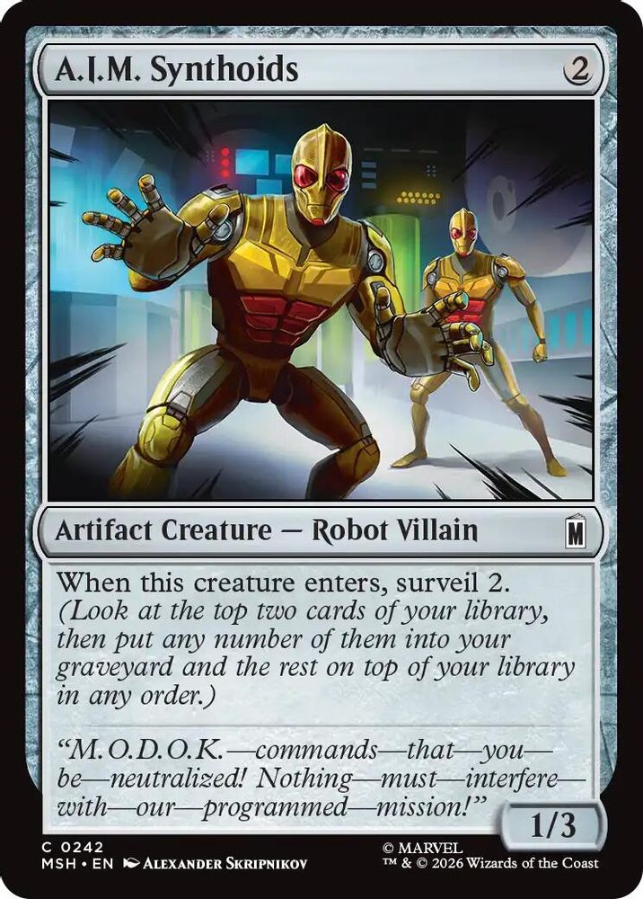 2026 Magic: The Gathering: Marvel Super Heroes (MSH) - AIM Synthoids (#242, Common) (, Near Mint)