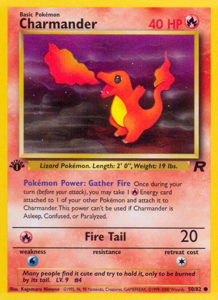 2000 Pokemon: Team Rocket (TR) - Charmander (#50/82, Common) (Unlimited, Moderately Played)