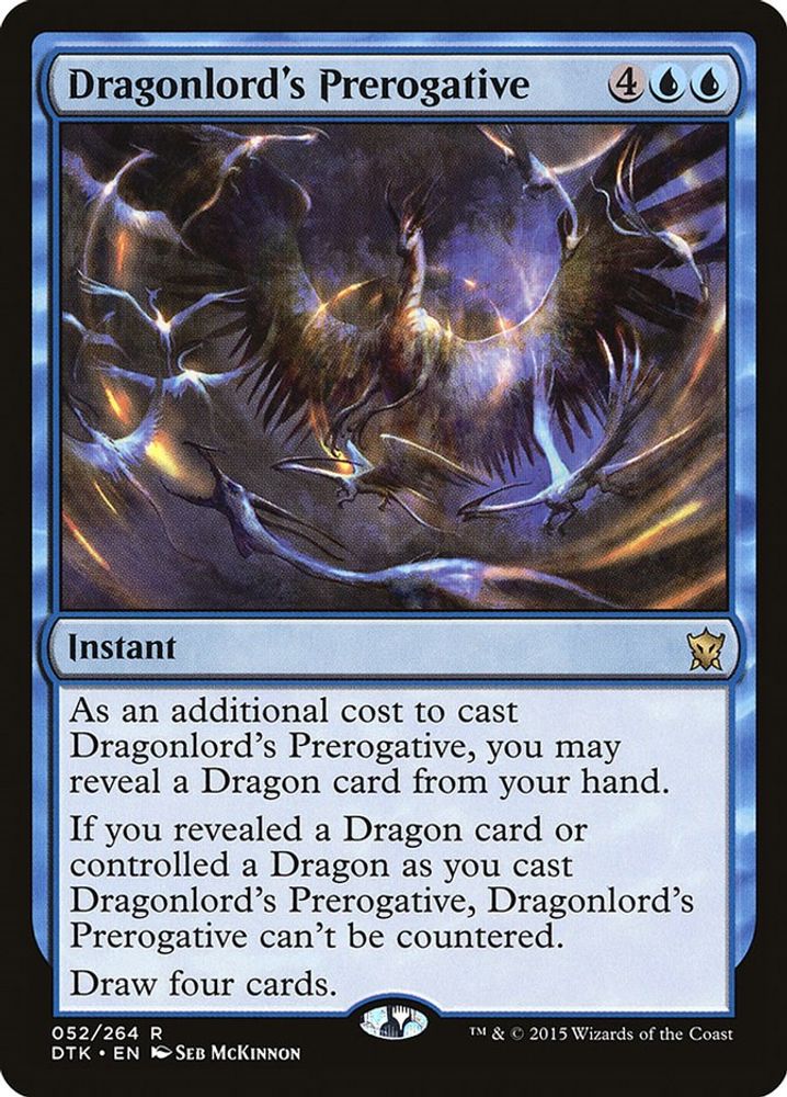 2015 Magic: The Gathering: Dragons of Tarkir (DTK) - Dragonlords Prerogative (#52, Rare) (, Near Mint)